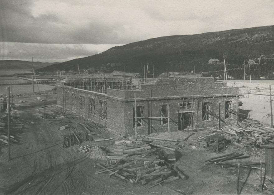 Строительство деревообрабатывающего цеха. 1938 г.